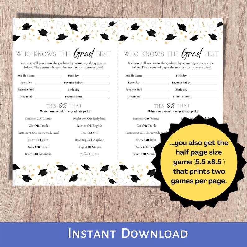 KatchOn Who Knows Grad Play Card - Fun Graduation Party Game Card - View #6