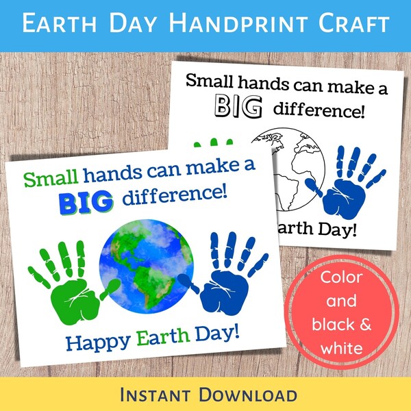 Earth Day Handprint, Earth Day Printable, Handprint Craft, Earth Day Activities, Earth Day Worksheets, Spring Activities Printable