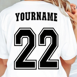 Custom iron-on sports kit number and name, Personalized jersey name decal, Custom team iron on