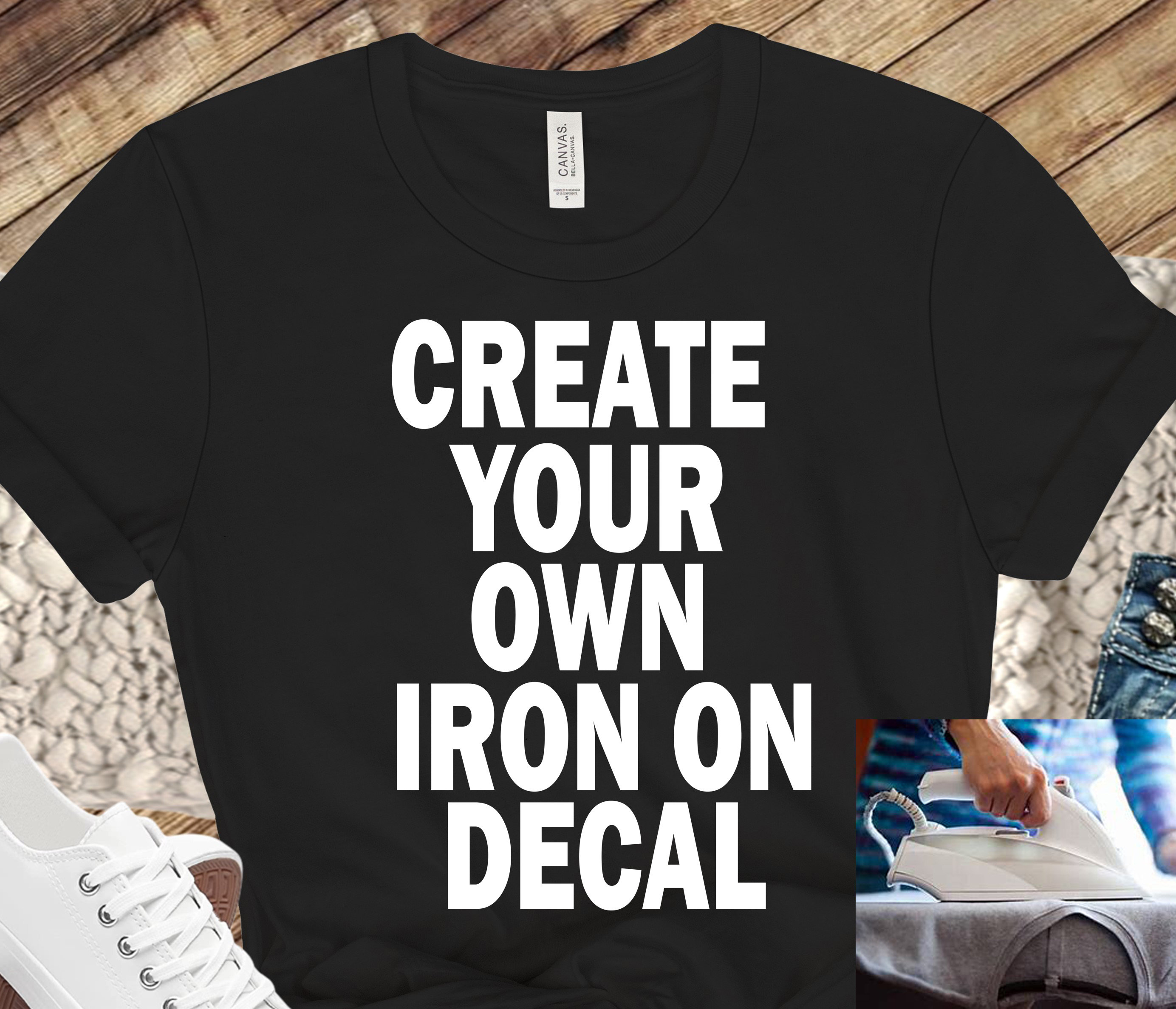 Custom Iron on Heat Transfer Vinyl DECAL ONLY Custom Logo, Image, Text  D.I.Y. Do It Yourself Personalized Custom HTV for Tees 