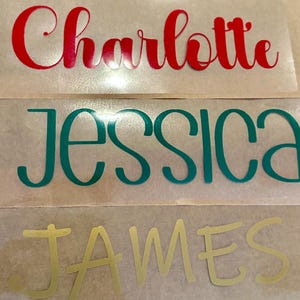 Name Iron on decal/ Stocking iron on decal/ Personalized Iron on Decal/ name decal/ Holiday name decal