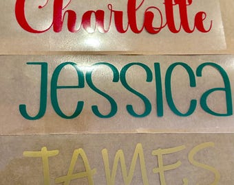 Name Iron on decal/ Stocking iron on decal/ Personalized Iron on Decal/ name decal/ Holiday name decal