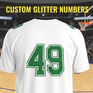 Glitter Custom iron-on sports numbers, Personalized jersey decal, Custom team iron on image 1