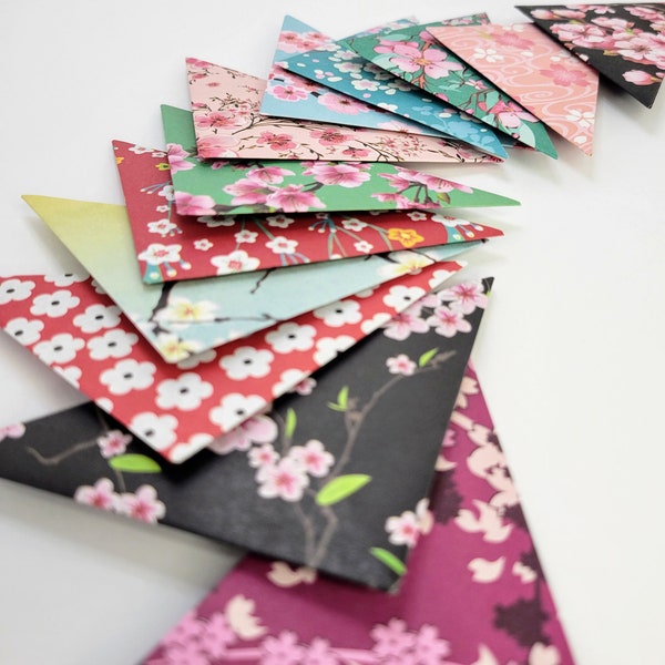 Origami Bookmark, Cherry Blossom Patterns - Set of 6 or 12