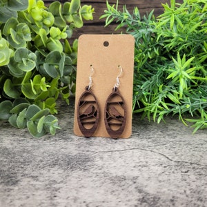 Bird in Branches Earrings – Walnut Wood Boho Nature-Inspired Jewelry