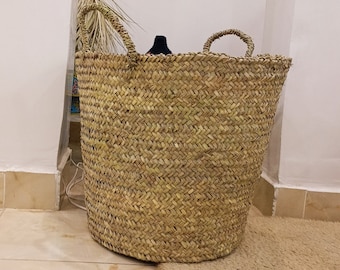 Handmade large basket with handles for storage, laundry or plant - ecofriendly house