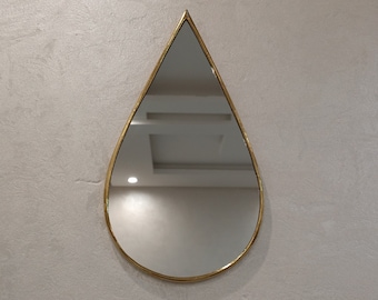 Miroir en laiton fait main - miroir goutte d&#39;eau drop water - tear mirror brass