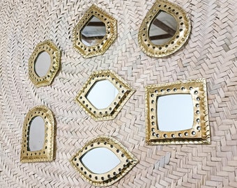 Small wall brass mirror, handmade wall decoration, entry wall decor, Nursery Decor, Wall Brass Mirror, Small Decorative Mirror, morocco