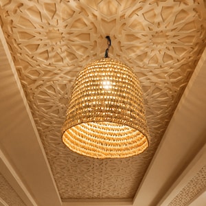 Abat-jour/parasol suspendu fibre naturelle Maroc gamme désert Emma Abat-jour jonc de mer, lustre abat-jour palmier
