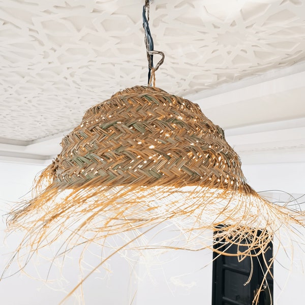 Pantalla de luminaria/parasol de suspensión fibra natural Marruecos gama de desierto de Emma pantallas de algas marinas, lámpara de araña pantalla de lámpara Palm