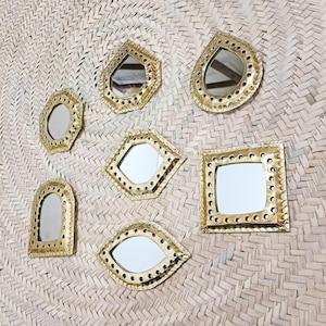 Small wall brass mirror, handmade wall decoration, entry wall decor, Nursery Decor, Wall Brass Mirror, Small Decorative Mirror, morocco