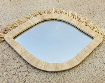 Raphia Mirror - eye mirror - boho mirror - wall mirror