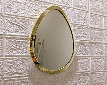 Miroir ovale en laiton doré, miroir irrégulier, décoration murale, miroir en laiton fait main