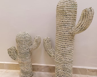 Cactus de ratán hecho a mano, decoración bohemia marroquí
