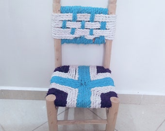 Tabouret en bois marocain, chaise fait main, tabouret en bois, tabouret de décoration marocaine, chaise bohème, petite chaise en bois, 100% fait main et naturel