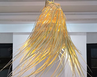 Handgjord palmbladshängelampa: Marockansk boho lampskärm