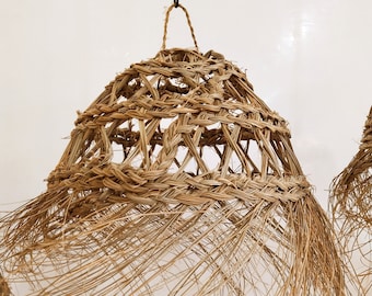 Handgjord marockansk palmbladshängelampa - Lampskärm i naturfiber