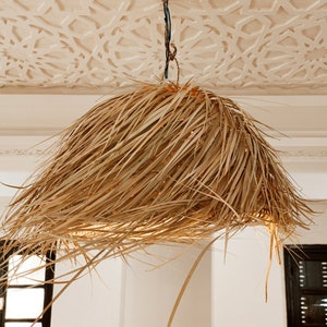 Luminaire Abat-jour /Suspension Parasol Fibre Naturelle Maroc Emma Desert Range Seagrass Abat-Jour ,Lustre Luminaire Abat-Jour Palmier