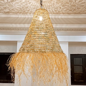 Wicker Luminaire Lampshade / suspension palm leaves -  natural fiber Morocco Emma desert range Seagrass Lampshades , ecofriendly lampshade