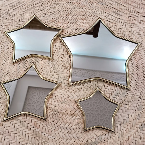 Miroir étoilé, pépinière de décoration murale, miroir en laiton irrégulier, décoration de chambre pour enfants, miroir géométrique, miroir étoile Starburst Gold