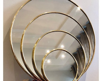 Miroir en laiton fait main - Miroir rond