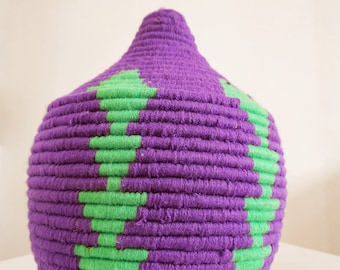 Panier berbère fait main : bol marocain tissé avec couvercle