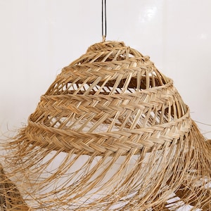 Suspension ball in palm fiber Boho Paille, wicker , Woven Rattan Lampshade Morocco Wicker lampshade Straw chandelier