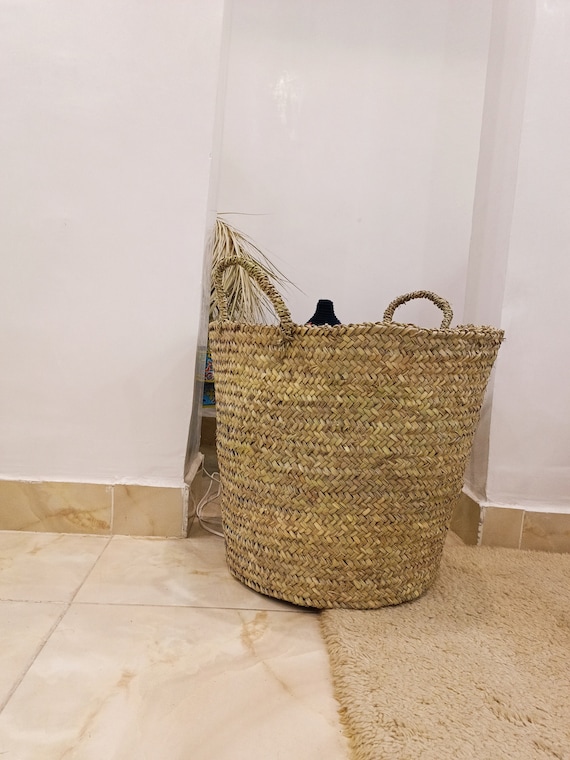 Handmade large basket with handles for storage, laundry or plant - ecofriendly house