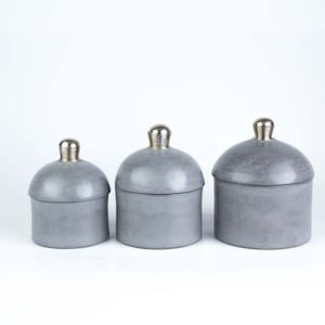 Set Of 3 handmade Pots Tadelakt with POMPOM, Pottery Box For jewelry and Decor, Hand painted pots