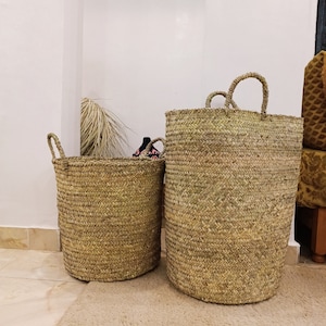 Handmade large basket with handles for storage, laundry or plant - ecofriendly house image 6