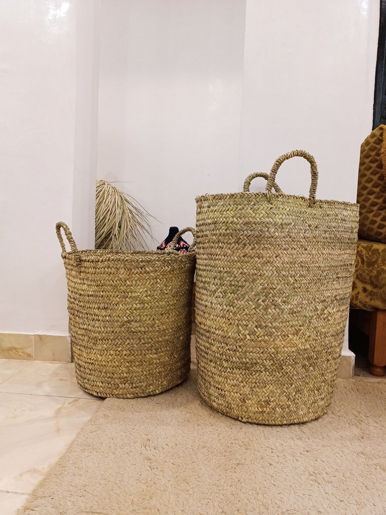 Handmade large basket with handles for storage, laundry or plant - ecofriendly house image 6