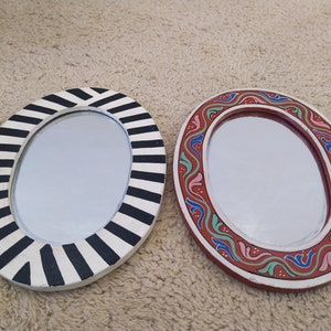 Miroir ovale Miroir mural fait main Mur peint Miroir Miroir rond Cercle Oblong