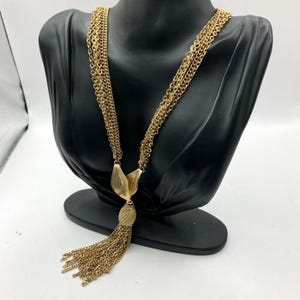 ヴィンテージ ゴールドトーン マルチストランド タッセルネックレス 20 