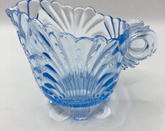 Vintage Vtg Cambridge Caprice Creamer Moonlight Blue Footed