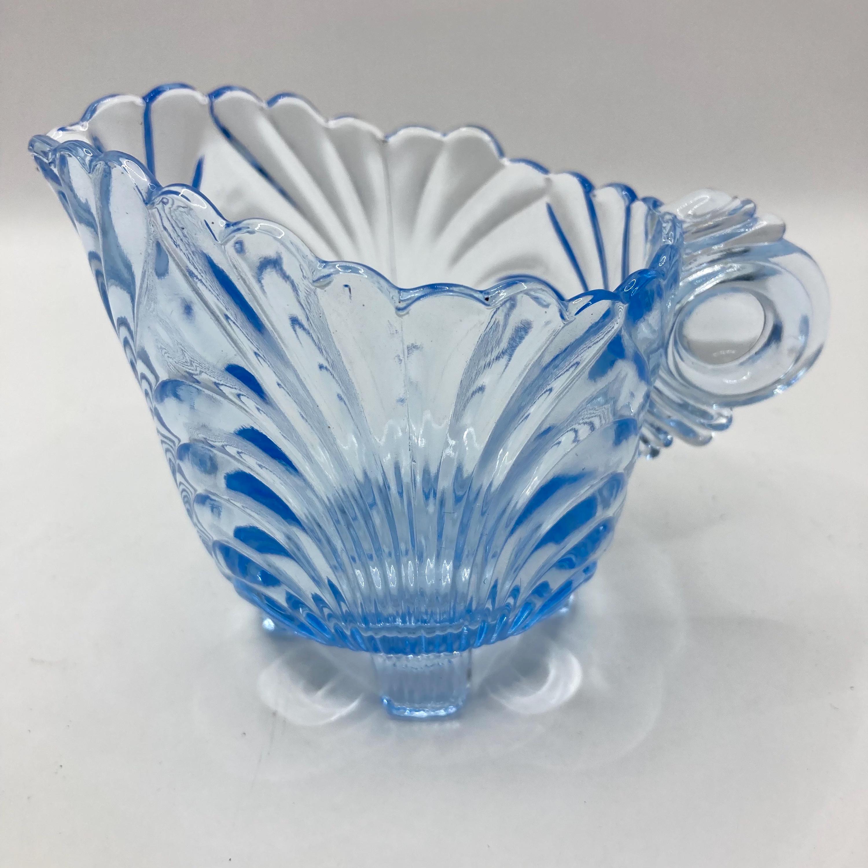 Vintage Vtg Cambridge Caprice Creamer Moonlight Blue Footed
