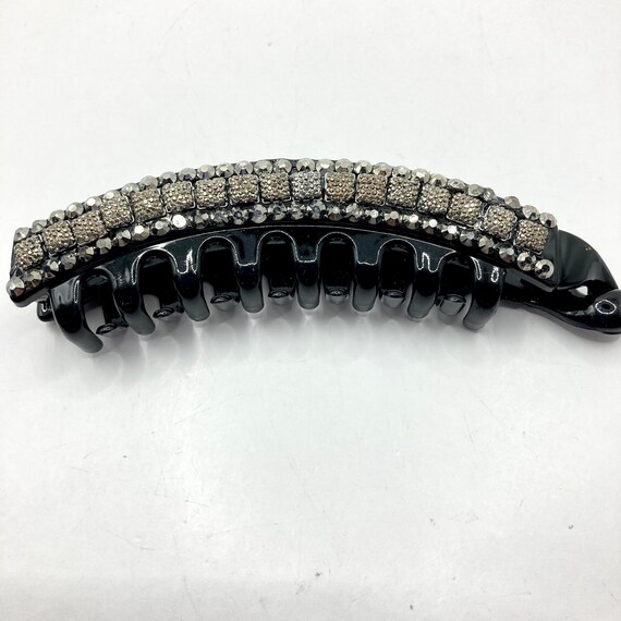 Vintage Vtg 1980’s Black Studded Rhinestone Banan… - image 1