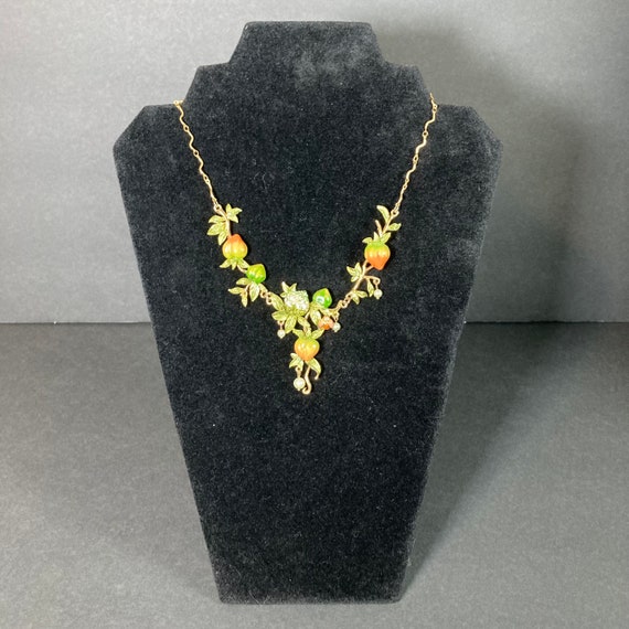 Vintage VTG Y Drop Autumn Fruit Necklace 19”Gold … - image 2