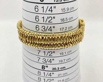 Vintage Vtg Cuff Basket Weave Bracelet Gold Plated Sz 7.25 Oval