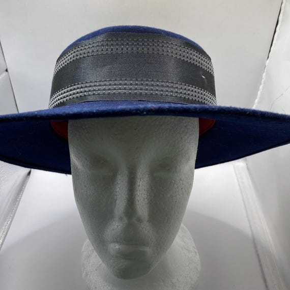 Vintage Michael Howard 100% Wool Wide Brim Big Bow Hat in Navy Blue Michael Howard Hat Indiana Women main image 2