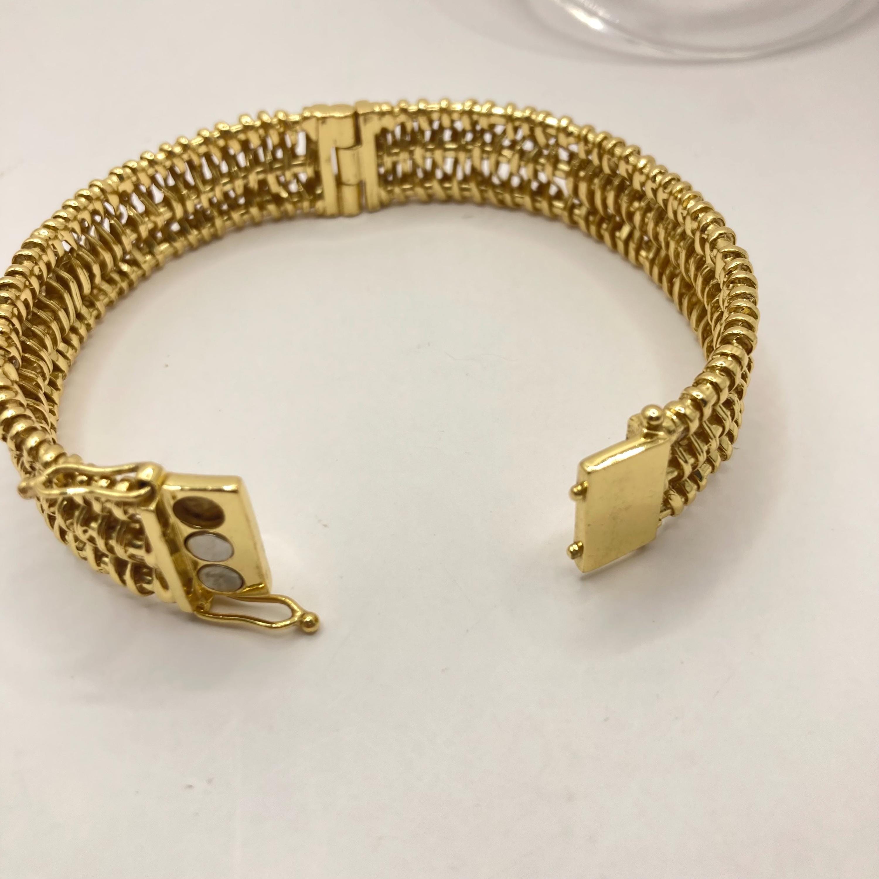 Vintage Vtg Cuff Basket Weave Bracelet Gold Plated Sz 7.25 Oval