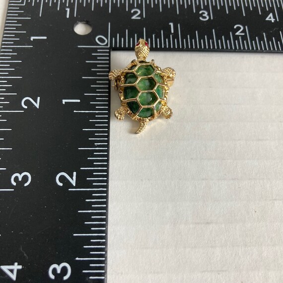 Vintage Vtg Gerry’s Turtle Figural Brooch Gold To… - image 3