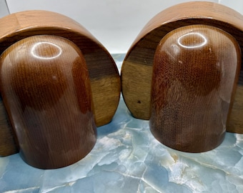 Sujetalibros vintage de madera de mirto de Oregón estilo art déco, años 70, 5,25 x 5 x 4 pulgadas, modernista.