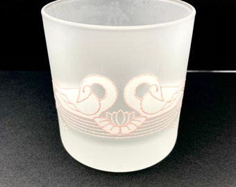 Vintage Coty Nuance Swan Candle Holder 1980’s Pink Swans White Frosted Glass Art Deco Style Approx 3.5x3.25” Perfume Accessory SEE