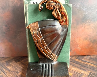 Vintage Art Deco Dodge Inc Dancer Single Bookend c1935 Bronze Copper Finish 7”
