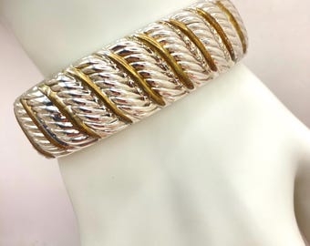 ヴィンテージ VTG ヒンジ付きカフ ミックスメタルブレスレット サイズ