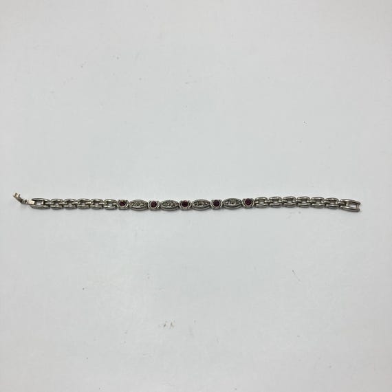 Vintage Vtg Y2K Station Tennis Bracelet Sz 7 Silver Plated