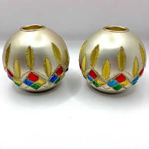 Vintage Vtg Waterford Holiday Heirlooms Lismore Tapered Candle Holders Set (2) Bulb Ornament 2002