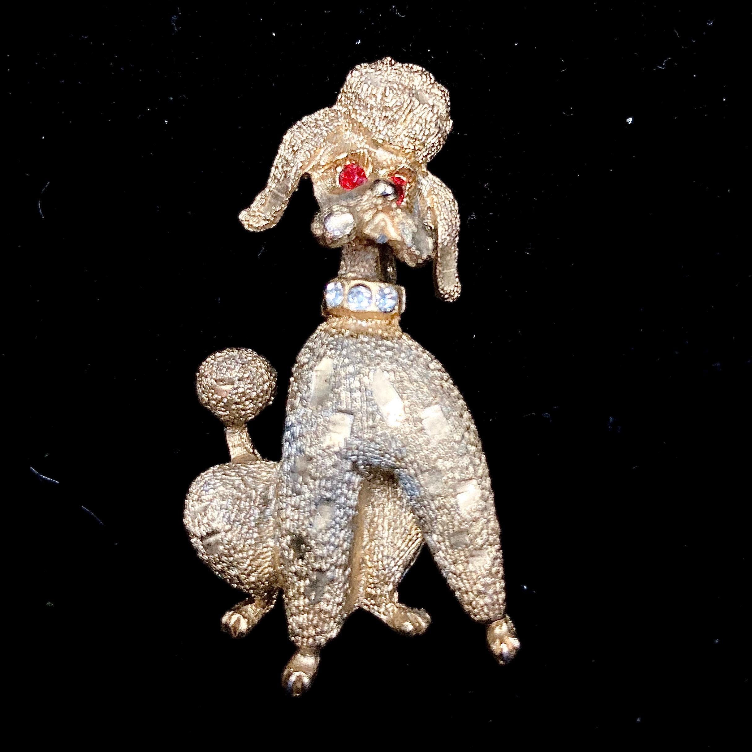 ヴィンテージ Vtg Mamselle 1950年代 プードル犬のフィギュアブローチ