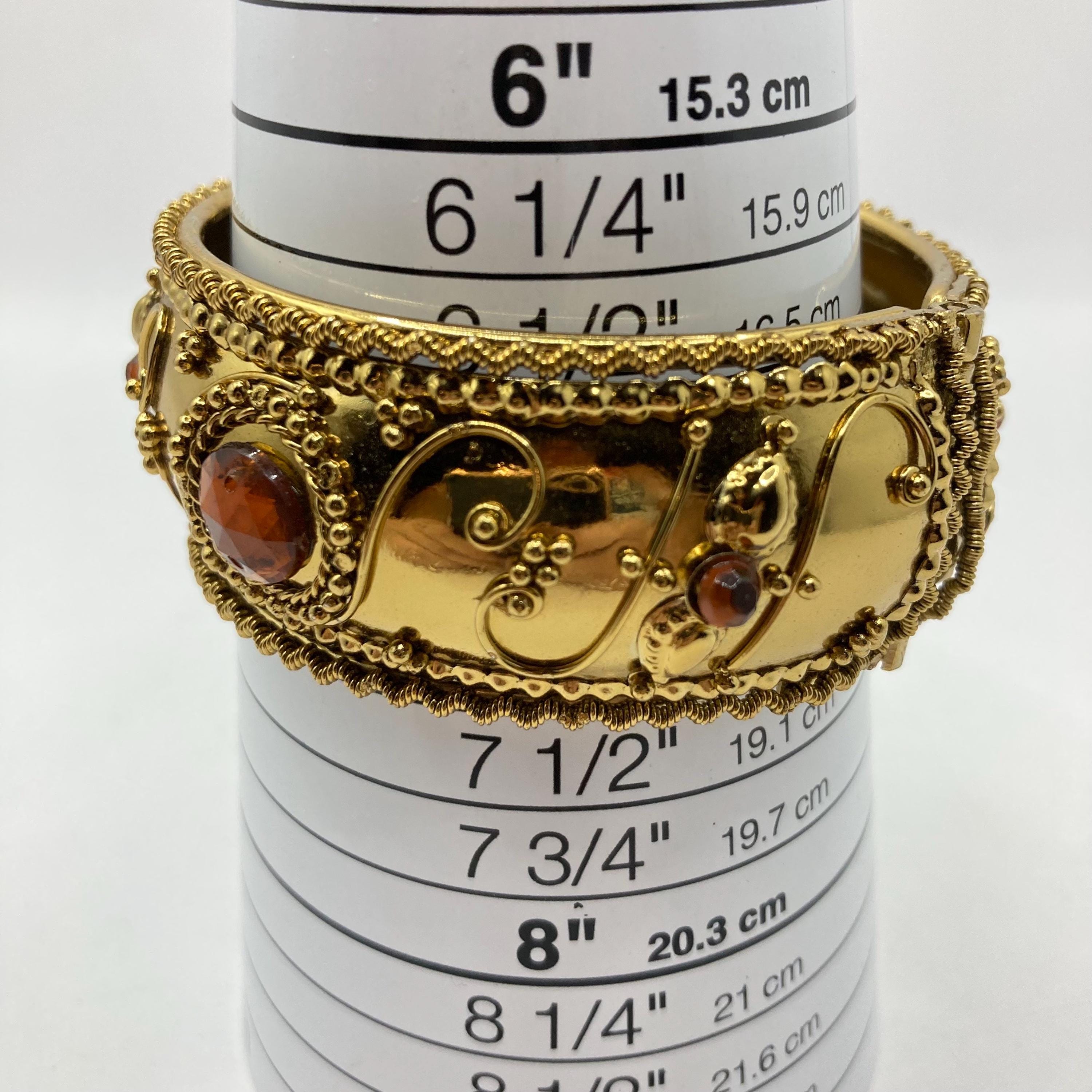 SHIMADANTIQUES × toff : Bangle brass Vintage Vtg Gold Tone Clamper Cuff Bracelet Honey Brown