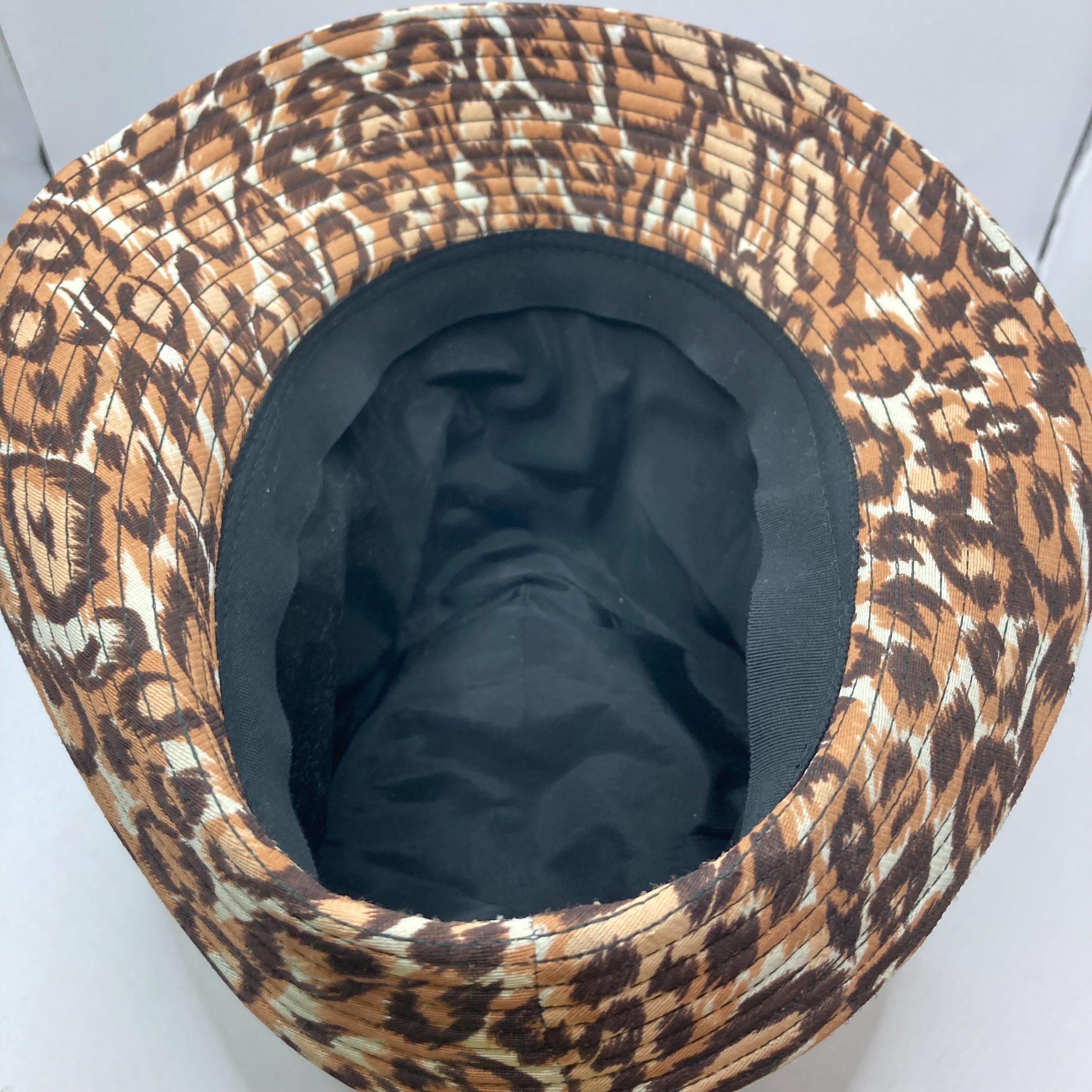 Vintage Leopard ? Print Bucket Hat Wide ?Gingham Black Ribbon Union Made 60’s Vintage Leopard Union Made Hat Cap Faux Fur - Etsy main image 2